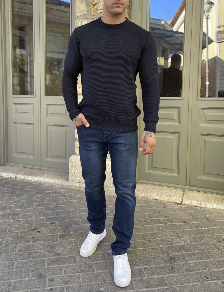 Darious ανδρικό μπλε πλεκτό πουλόβερ 24029B φωτογραφία